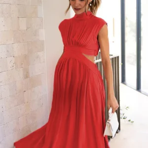 Chicnmom Vestidos largos de embarazo talla-Rouge
