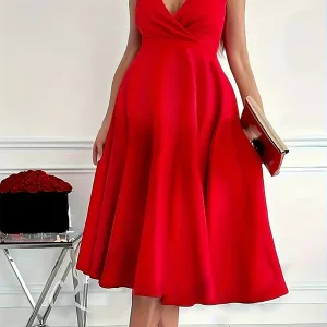 Chicnmom Vestidos midi Premamá Bajo Evasé Drapeado Rojo