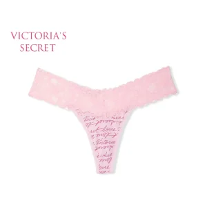 Victoria's Secret Tanga de Encajes  Talla M Rosado VS Script